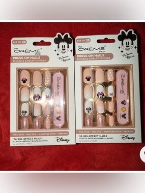 2x The Crème Shop x Disney Minnie Mouse Pink Press-On Nails - Almond Gel Effect